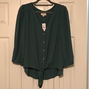 Loft Outlet Tie Front Button Down Blouse